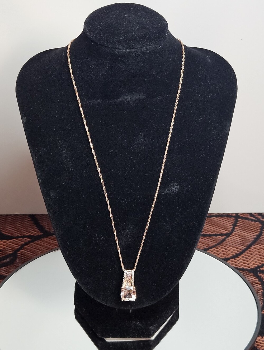 Morganite, Pink, And White Rose Gold Necklace - Picture 2 of 5